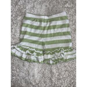 Adorable Essentials Girls Sz. 2T Green Striped Ruffle Knit Shorts. Cute